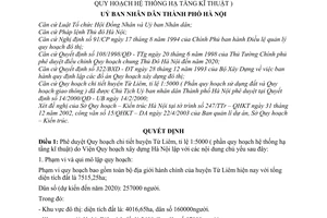 Quyết định 61/2003/QĐ-UB phê duyệt quy hoạch huyện Từ Liêm, tỉ lệ 1: 5000 phần quy hoạch hệ thống hạ tầng kĩ thuật
