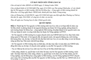 Quyết đinh 178/QĐ-UB 2003 thành lập Sở Tài nguyên Môi trường Đổi tên thành Sở Khoa học Công nghệ Lào Cai