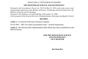 Decision No. 09/2003/QD-BKHCN of May 14, 2003, annulling a Vietnamese standard