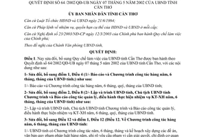 Quyết định 39/2003/QĐ-UB sửa đổi Quy chế làm việc của ủy ban tỉnh theo 64/2002/QĐ-UB Cần Thơ