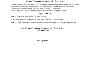 Quyết định 09/2003/QĐ-BKHCN  huỷ bỏ Tiêu chuẩn Việt Nam TCVN 5684:1992 An toàn cháy các công trình xăng dầu