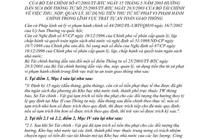 Thông tư 47/2003/TT-BTC thu, nộp, quản lý, sử dụng tiền thu từ xử phạt vi phạm hành chính trong lĩnh vực trật tự an toàn giao thông