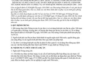 Thông tư 48/2003/TT-BTC  hướng dẫn nội dung và mức chi của Dự án kết hợp quân dân y bảo vệ, chăm sóc sức khoẻ nhân dân và phục vụ an ninh quốc phòng