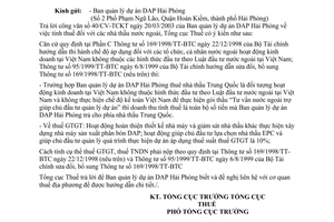 Công văn 1943 TCT/NV1 thuế nhà thầu