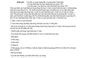 Công văn 5835 TC/TCT thuế GTGT máy vi tính và cụm linh kiện máy vi tính