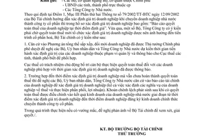 Công văn 6002 TC/TCDN quyết toán thuế doanh nghiệp thực hiện cổ phần hoá, đa dạng hoá sở hữu
