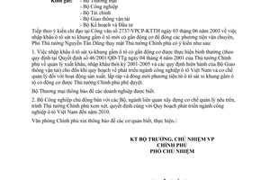 Công văn 3034/VPCP-KTTH nhập khẩu ô tô sát xi khung gầm ô tô có động cơ