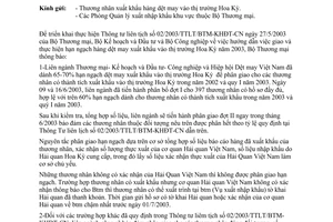 Công văn 1359/TM-XNK xuất khẩu hàng dệt may sang thị trường Hoa Kỳ