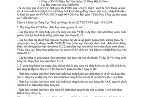 Công văn 3003/TCHQ-KTTT mã số linh kiện đầu VCD