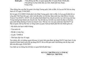 Công văn 1238/LS-XNK Xin thị thực quá cảnh Anh