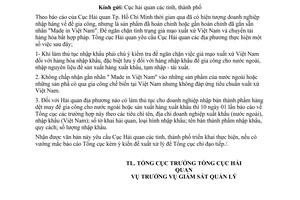 Công văn 2989/TCHQ-GSQL ngăn chặn giả mạo xuất xứ Việt Nam và chuyển tải bất hợp pháp