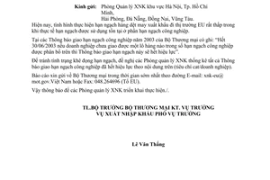 Công văn 1643 TM/XNK Hạn ngạch công nghiệp hàng dệt may xuất khẩu sang thị trường EU năm 2003