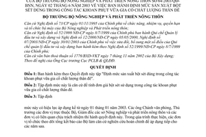 Quyết định 64/2003/QĐ-BNN định mức sản xuất bột sét dùng trong công tác khoan phụt vữa gia cố chất lượng thân đê