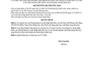 Quyết định 0665/2003/QĐ-BTM cấp VISA hàng dệt may xuất khẩu sang Hoa Kỳ