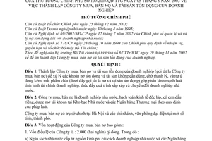 Quyết định 109/2003/QĐ-TTg  lập Công ty mua, bán nợ tài sản tồn đọng doanh nghiệp