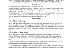 Nghị định 62/2003/NĐ-CP  chức năng, nhiệm vụ, quyền hạn cơ cấu tổ chức Bộ Tư pháp
