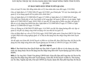 Quyết định 76/2003/QĐ-UB quản lý xây dựng Dự án Đa dạng hoá thu nhập nông thôn Tuyên Quang