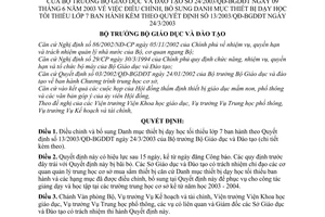 Quyết định 24/2003/QĐ-BGDĐT điều chỉnh Quyết định 13/2003/QĐ-BGD&ĐT danh mục thiết bị dạy học tối thiểu lớp 7