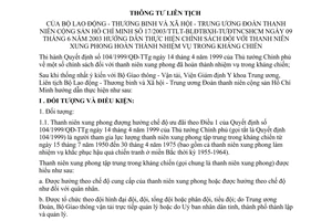 Thông tư liên tịch 17/2003/TTLT-BLĐTBXH-TƯĐTNCSHCM  hướng dẫn thực hiện chính sách đối với thanh niên xung phong hoàn thành nghĩa vụ kháng chiến