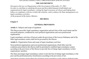Decree No. 65/2003/ND-CP of June 11, 2003, on legal consultancy organization and activities