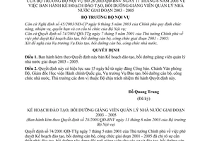 Quyết định 28/2003/QĐ-BNV Kế hoạch đào tạo, bồi dưỡng giảng viên quản lý nhà nước giai đoạn 2003-2005