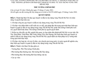 Quyết định 118/2003/QĐ-TTg hành lập Ban chỉ đạo quy hoạch và đầu tư xây dựng vùng thủ đô Hà Nội