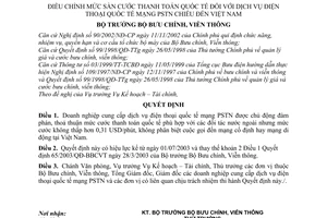 Quyết định 101/2003/QĐ-BBCVT điều chỉnh mức sàn cước thanh toán quốc tế đối với dịch vụ điện thoại quốc tế mạng PSTN chiều đến Việt Nam