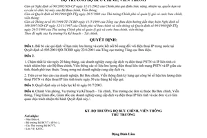 Quyết định 103/2003/QĐ-BBCVT sửa đổi hạn mức lưu lượng cước kết nối dịch vụ điện thoại IP liên tỉnh