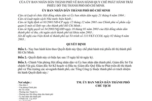 Quyết định 96/2003/QĐ-UB Quy chế phát hành trái phiếu đô thị thành phố Hồ Chí Minh