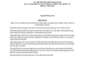 Hiệp định hợp tác nuôi con nuôi giữa Việt Nam Italia 2003