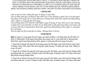 Nghị định 69/2003/NĐ-CP ưu đãi người hoạt động cách mạng gia đình liệt sĩ thương bệnh binh người hoạt động kháng chiến Pháp lệnh 01/2002/PL-UBTVQH11