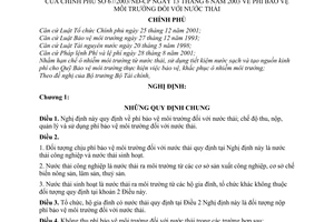 Nghị định 67/2003/NĐ-CP phí bảo vệ môi trường đối với nước thải