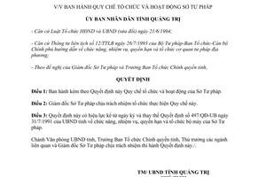 Quyết định 1114/QĐ-UB 2003 Quy chế tổ chức hoạt động Sở Tư pháp Quảng Trị