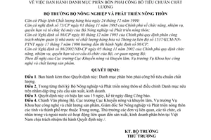 Quyết định 68/2003/QĐ-BNN danh mục phân bón phải công bố tiêu chuẩn chất lượng