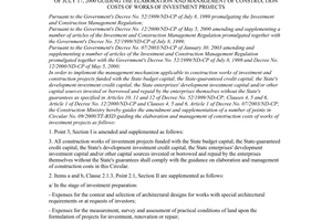Circular No. 07/2003/TT-BXD of June 17, 2003, amending and supplementing a number of points in Circular No. 09/2000/TT-BXD of July 17, 2000 guiding the elaboration and management of construction costs of works of investment projects