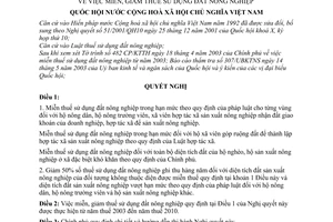 Nghị quyết 15/2003/QH11 miễn, giảm thuế sử dụng đất nông nghiệp