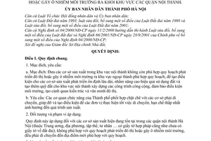 Quyết định 74/2003/QĐ-UB di chuyển cơ sở sản xuất không phù hợp quy hoạch hoặc gây ô nhiễm môi trường ra khỏi quận nội thành