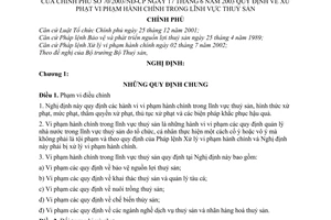 Nghị định 70/2003/NĐ-CP  xử phạt vi phạm hành chính trong thuỷ sản