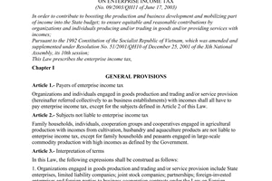 Law No. 09/2003/QH11 of June 17, 2003, on enterprise income tax