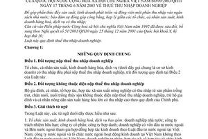 Luật Thuế Thu nhập doanh nghiệp 2003 09/2003/QH11