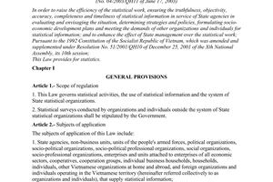 Law No. 04/2003/QH11 of June 17, 2003, on statistics