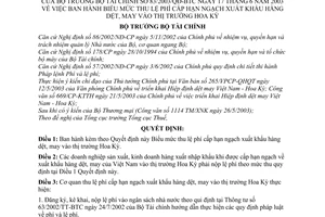 Quyết định 83/2003/QĐ-BTC  biểu mức thu lệ phí cấp hạn ngạch xuất khẩu hàng dệt, may vào thị trường Hoa Kỳ