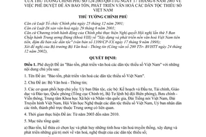 Quyết định 124/2003/QĐ-TTg  Đề án bảo tồn, phát triển văn hoá dân tộc thiểu số Việt Nam