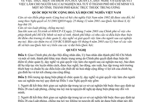 Nghị quyết 16/2003/NQ-QH11 thực hiện thí điểm tổ chức quản lý, dạy nghề và giải quyết việc làm cho người sau cai nghiện ma tuý