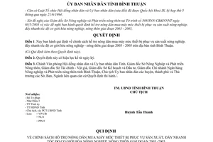 Quyết định 45/2003/QĐ- UBBT hỗ trợ nông dân mua máy móc phục vụ sản xuất 2003 - 2005 Bình Thuận