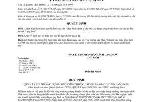 Quyết định 13/2003/QĐ-UB quản lý chi phí xây dựng công trình thuộc dự án đầu tư Lạng Sơn