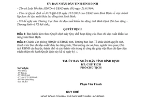 Quyết định 113/2003/QĐ-UB Quy chế hoạt động Ban Chỉ đạo xuất khẩu lao động tỉnh Bình Định