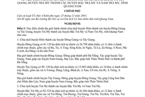 Nghị định 72/2003/NĐ-CP chia tách huyện Hiên thành các huyện Đông Giang Tây Giang, huyện Trà My thành huyện Bắc Trà My  Nam Trà My Tỉnh Quảng Nam