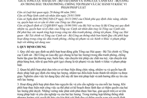Quy chế 3012/QCPH/TCHQ-TCCS phối hợp Tổng cục Hải quan Bộ Tài chính Tổng cục Cảnh sát Bộ Công an đấu tranh phòng, chống tội phạm hành vi vi phạm