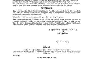 Quyết định 28/2003/QĐ-BGDĐT điều lệ hội khỏe phù đổng toàn quốc lần thứ VI - 2004